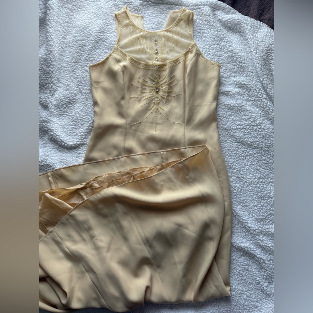 Vintage Karen Millen Cream Midi Dress with Lace Detailing